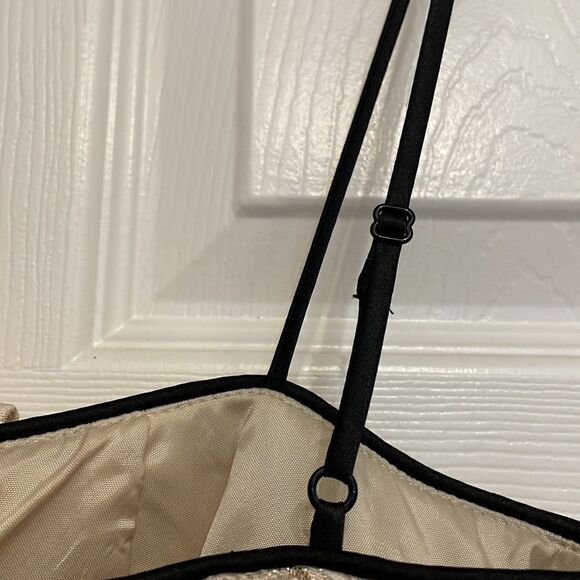 BCBG Paris Gold with black trim cocktail mini dress - Picture 6 of 10